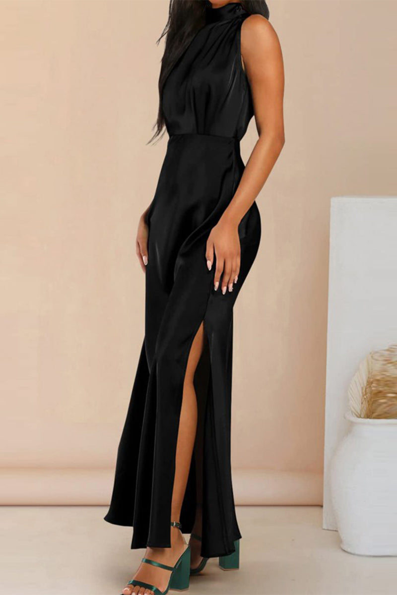 Celebrities Elegant Solid Solid Color Halter A Line Dresses(7 Colors)