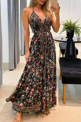 Bohemian College National Totem Patchwork V Neck Printed Dress Dresses(7 Colors)