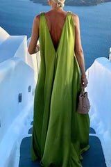 Elegant Vacation Solid Solid Color V Neck A Line Dresses(3 Colors)