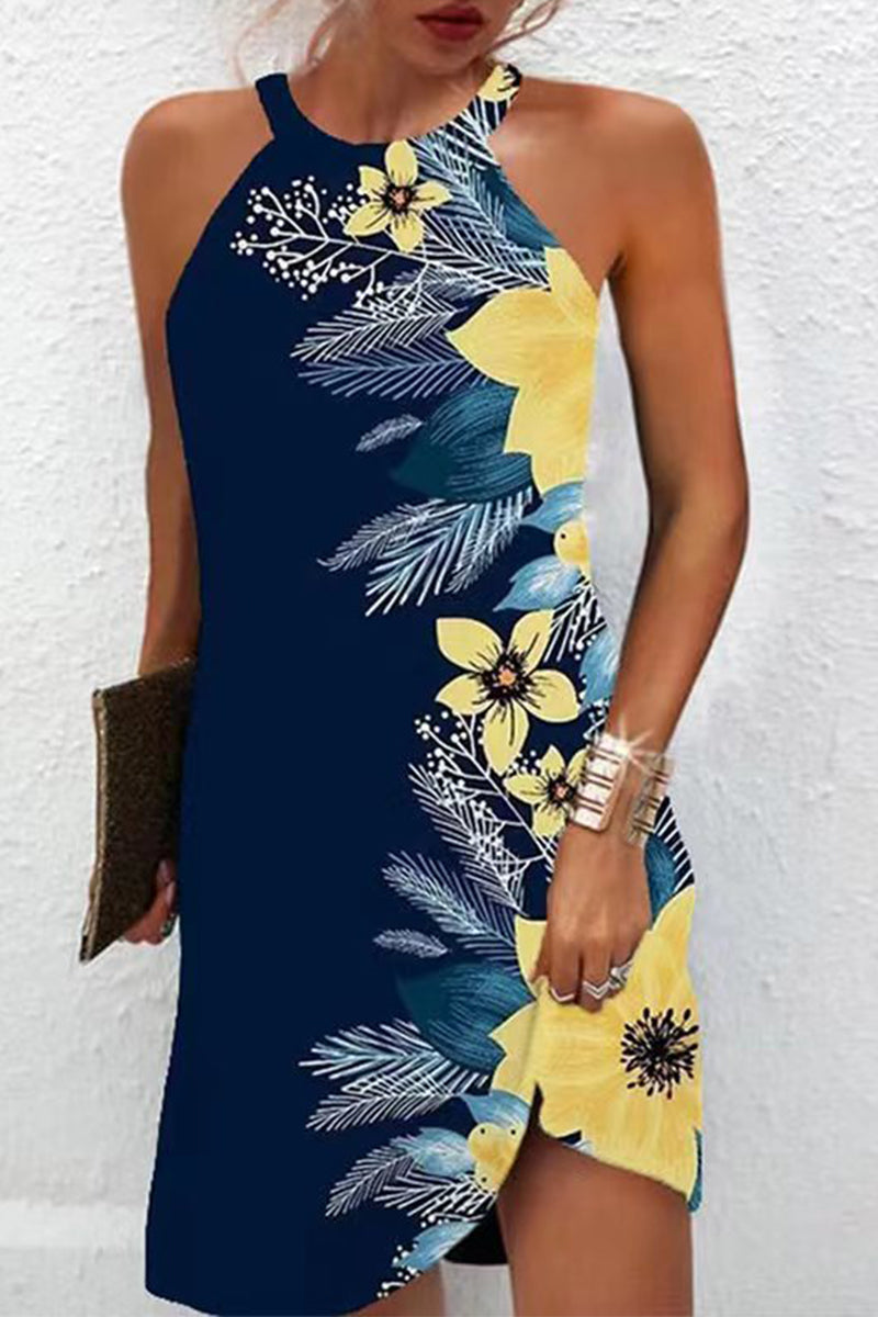 Bohemian College Floral Patchwork Halter Printed Dress Dresses