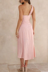 Sweet Elegant Solid Asymmetrical Oblique Collar Irregular Dress Dresses