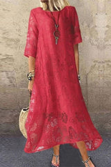 Sweet Elegant Solid O Neck Short Sleeve Dress Dresses