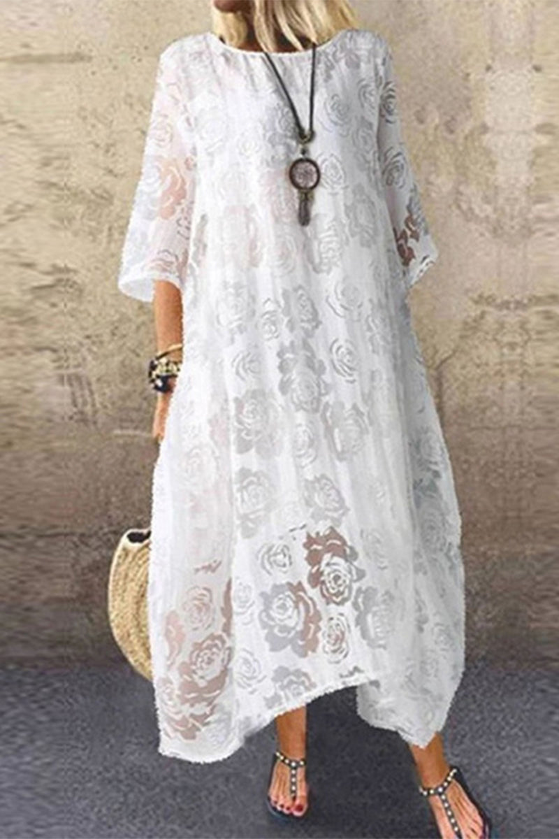 Sweet Elegant Solid O Neck Short Sleeve Dress Dresses
