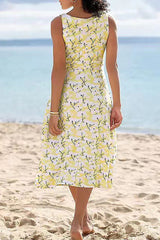 Casual Vacation Print Patchwork U Neck Vest Dress Dresses(3 Colors)