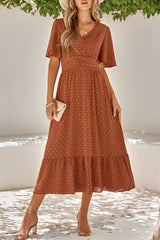 Sweet Elegant Solid Solid Color V Neck A Line Dresses