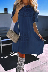 Sweet Elegant Solid Lace See-through O Neck A Line Dresses