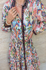 Casual Vacation Color Block Buttons POLO collar Printed Dress Dresses