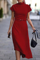Casual Solid Without Belt A Line Dresses(4 Colors)