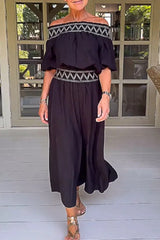 Elegant Solid Patchwork Off the Shoulder Loose Jumpsuits(3 Colors)