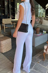 Street Geometric Patchwork Turndown Collar Sleeveless Two Pieces