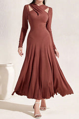 Elegant Solid Fold V Neck A Line Dresses
