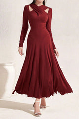 Elegant Solid Fold V Neck A Line Dresses