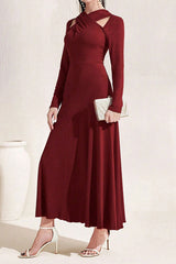 Elegant Solid Fold V Neck A Line Dresses
