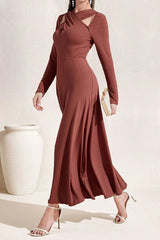 Elegant Solid Fold V Neck A Line Dresses