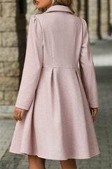 Elegant Solid Buttons Fold Turn-back Collar Waist Skirt Dresses