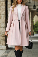 Elegant Solid Buttons Fold Turn-back Collar Waist Skirt Dresses