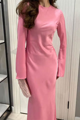 Elegant Simplicity Solid Patchwork O Neck One Step Skirt Dresses