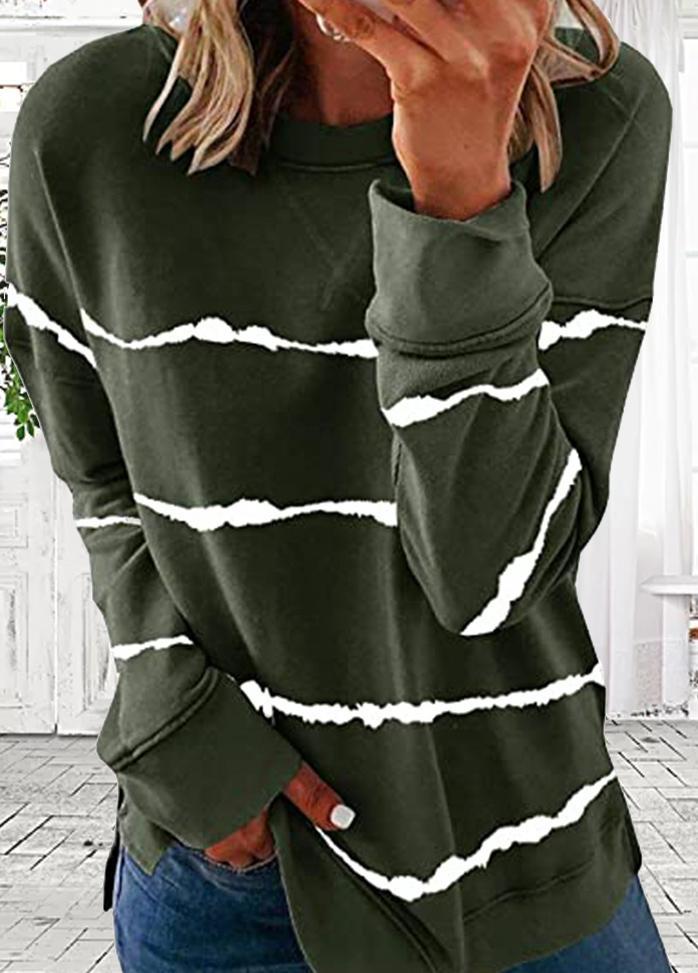 Long Sleeve Striped Round Neck T-shirt