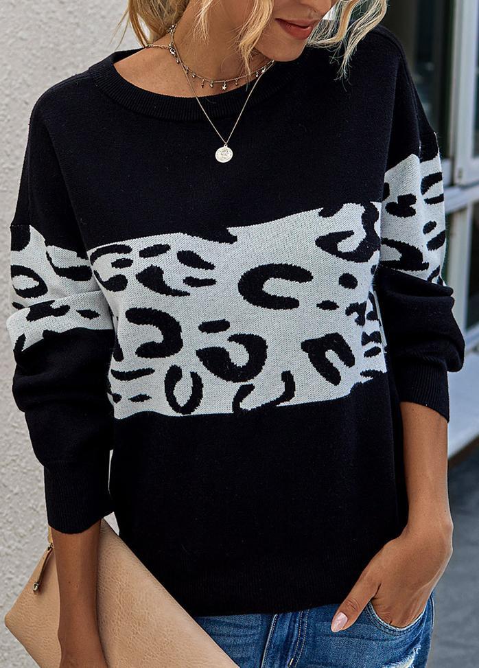 Long Sleeve Printed Casual Sweater