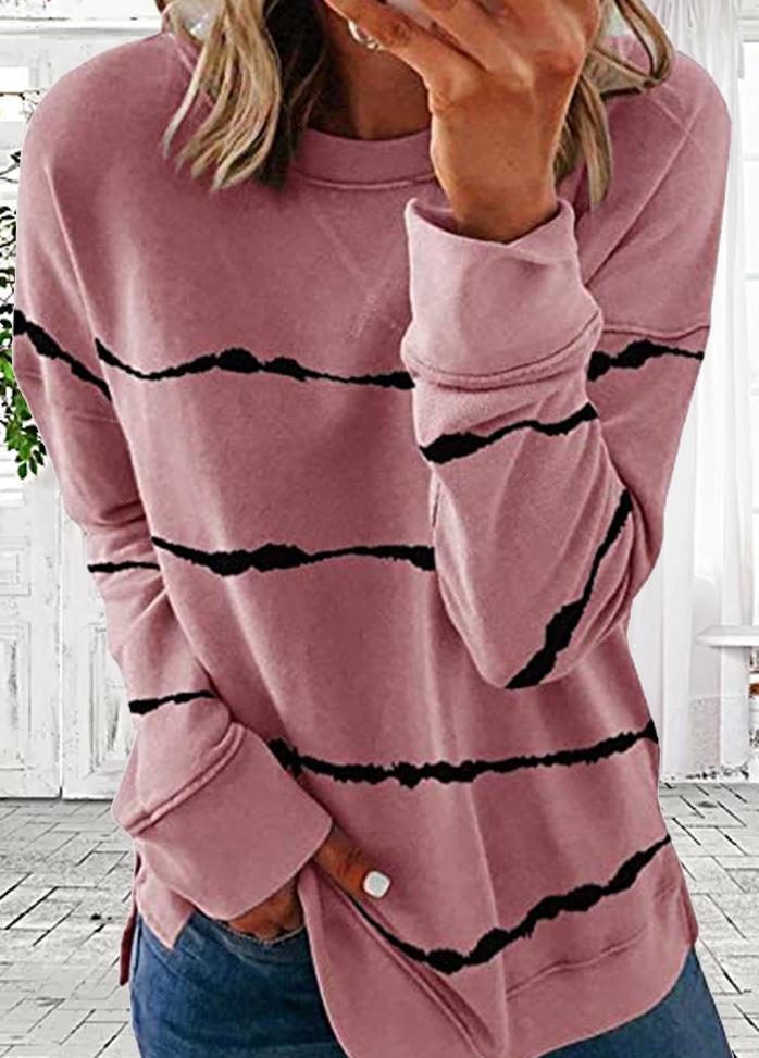 Long Sleeve Striped Round Neck T-shirt