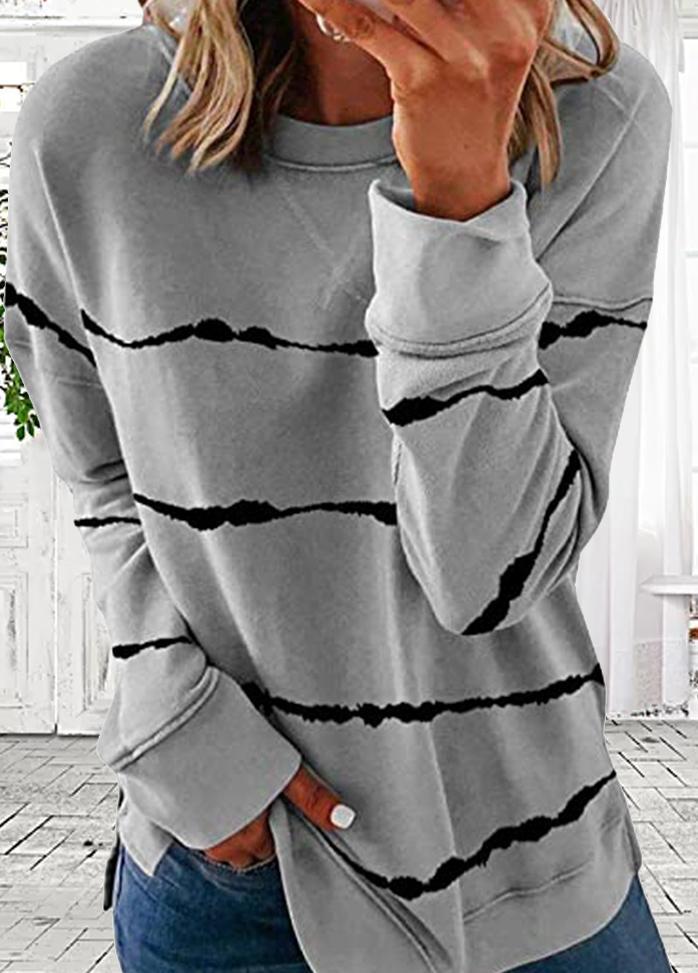 Long Sleeve Striped Round Neck T-shirt