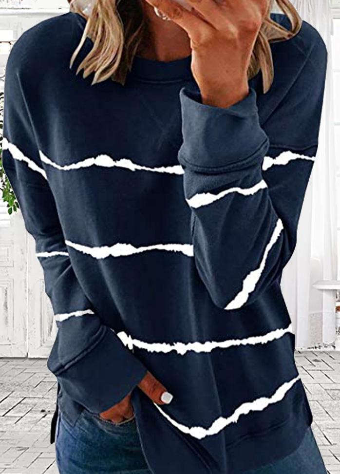 Long Sleeve Striped Round Neck T-shirt