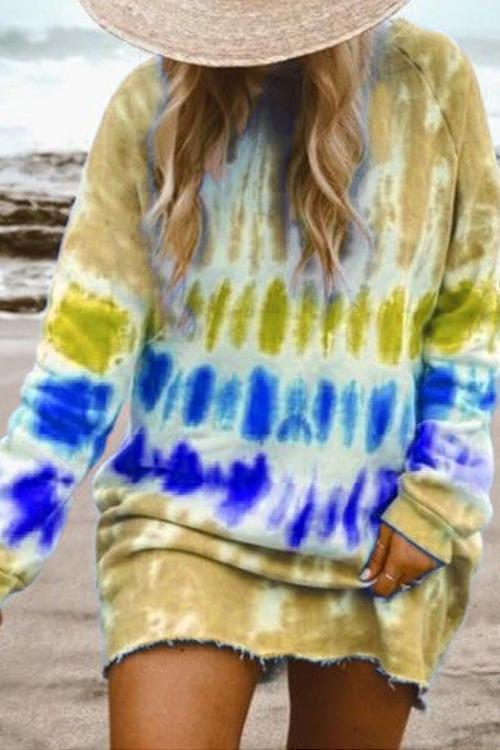 Tie Dye Long Sleeve Hoodie Dress