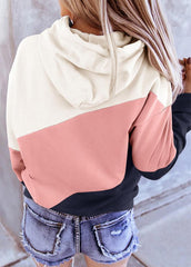 Casual Long Sleeve Patchwork Hoodie