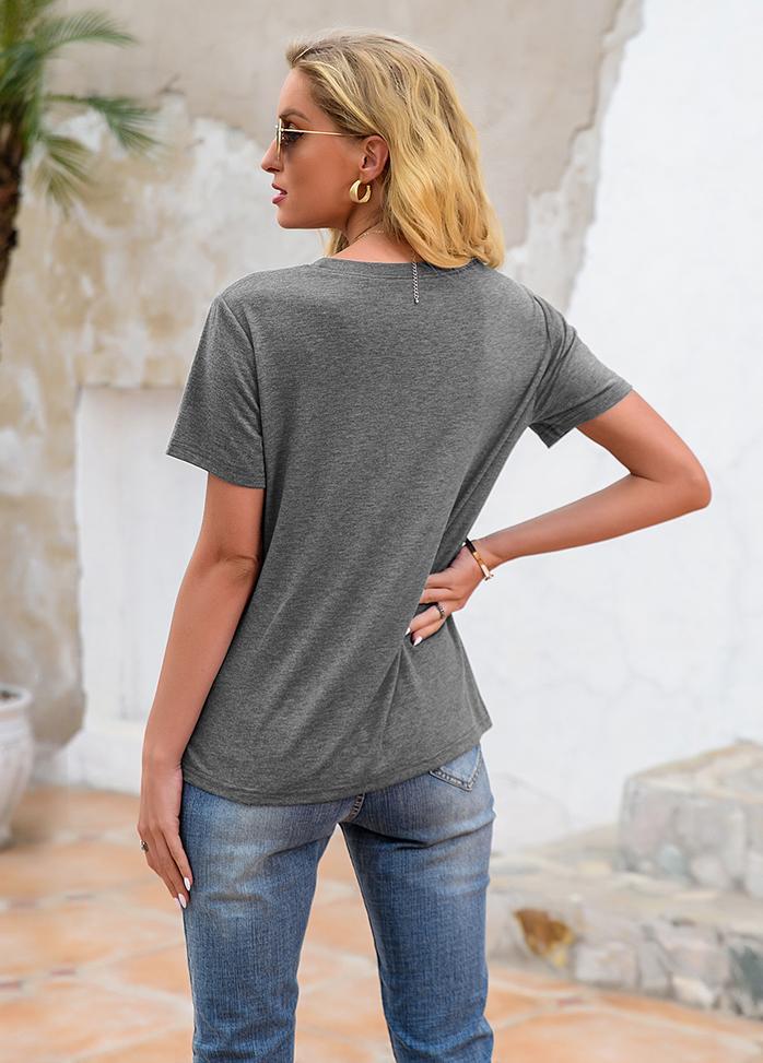 Lip Printed Round Neck Short Sleeve T-shirt
