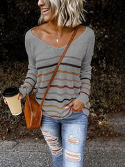 Casual V Neck Knit Sweater Top