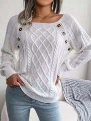 Long Sleeve Scoop Neck Knitted Solid Sweatshirt