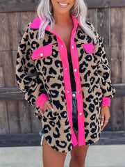 Casual Leopard Print Long Sleeve Collar Outerwear