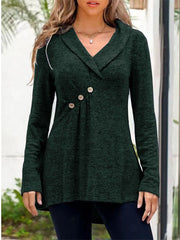 Casual Long Sleeve Lapel Collar Blouse Top