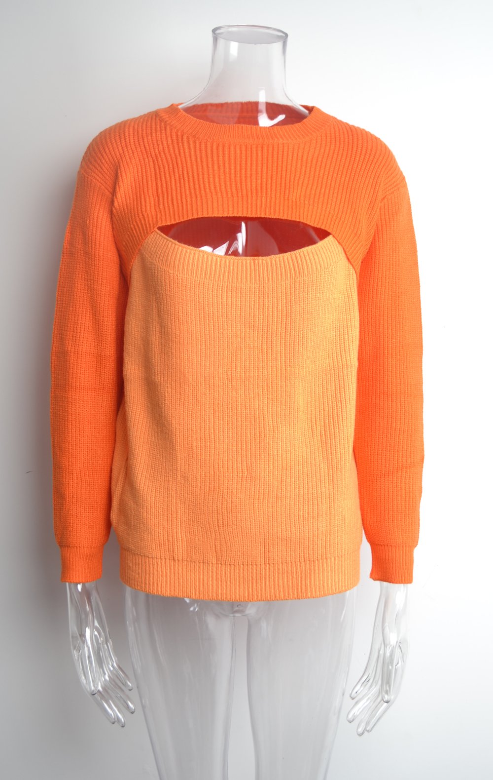 Casual Open Bust Crew Neck Sweater