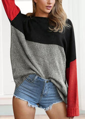 Long Sleeve Patchwork Casual Sweater