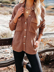 Corduroy Button Down Casual Blouses Top