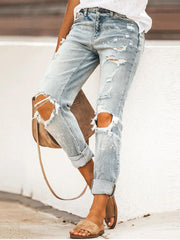 Casual Long Ripped Denim Jeans