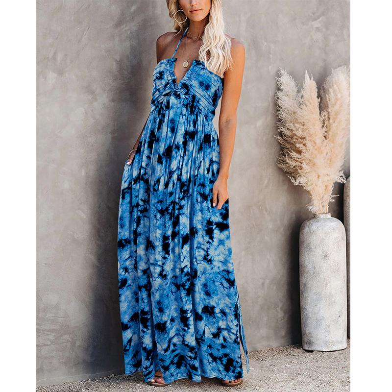 Spaghetti Strap Cowl Neck Maxi Dress