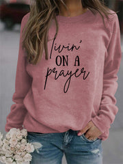 Crew Neck Long Sleeve Letter Print Loose Sweatshirt