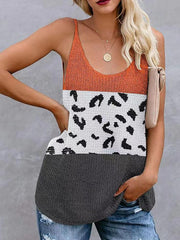 Casual Spaghetti Strap Scoop Neck Knitted Top