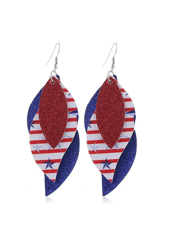 Flag Day Theme Tassels Star Printed Earrings