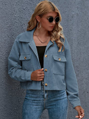 Button Down Long Sleeve Corduroy Jacket Top