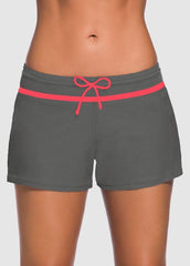 Bowknot Solid Color Swim Shorts