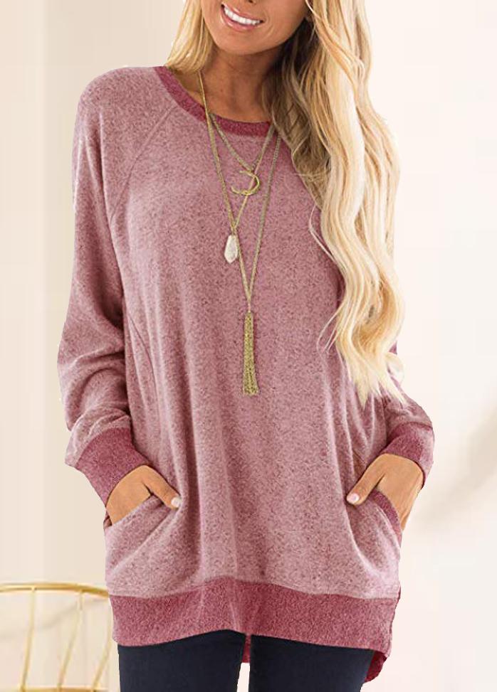 Long Sleeve Solid Color Round Neck Top