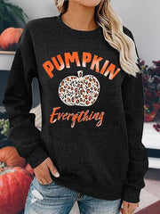 Leopard Pumpkin Printed Halloween Pullover