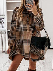 Check Print Flannel Overshirt Dress