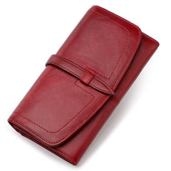 Women's Leather Long Zipper Retro Female Large Purse
