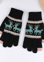 Elk Pattern Knitted Gloves