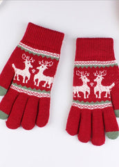 Elk Pattern Knitted Gloves