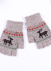 Elk Pattern Knitted Gloves